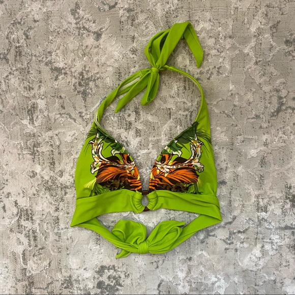 Lime green tiger lily flower bikini top - Picture 8 of 8